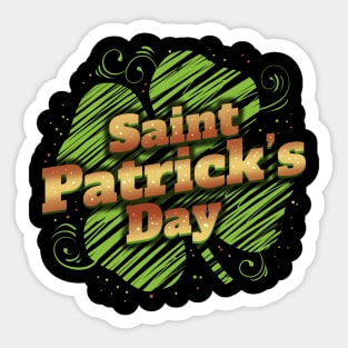 Stylized Four Leaf Clover Shamrock For St Patricks Day Sticker